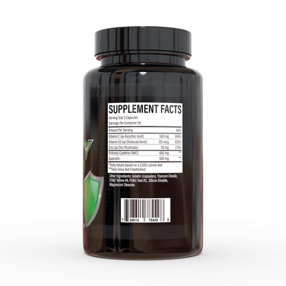 Black container with supplement facts