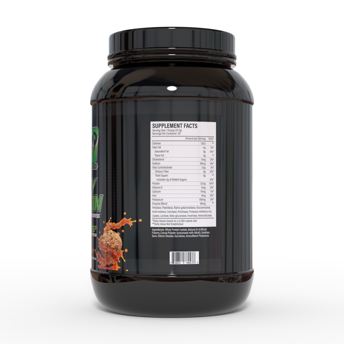Black container with supplement facts
